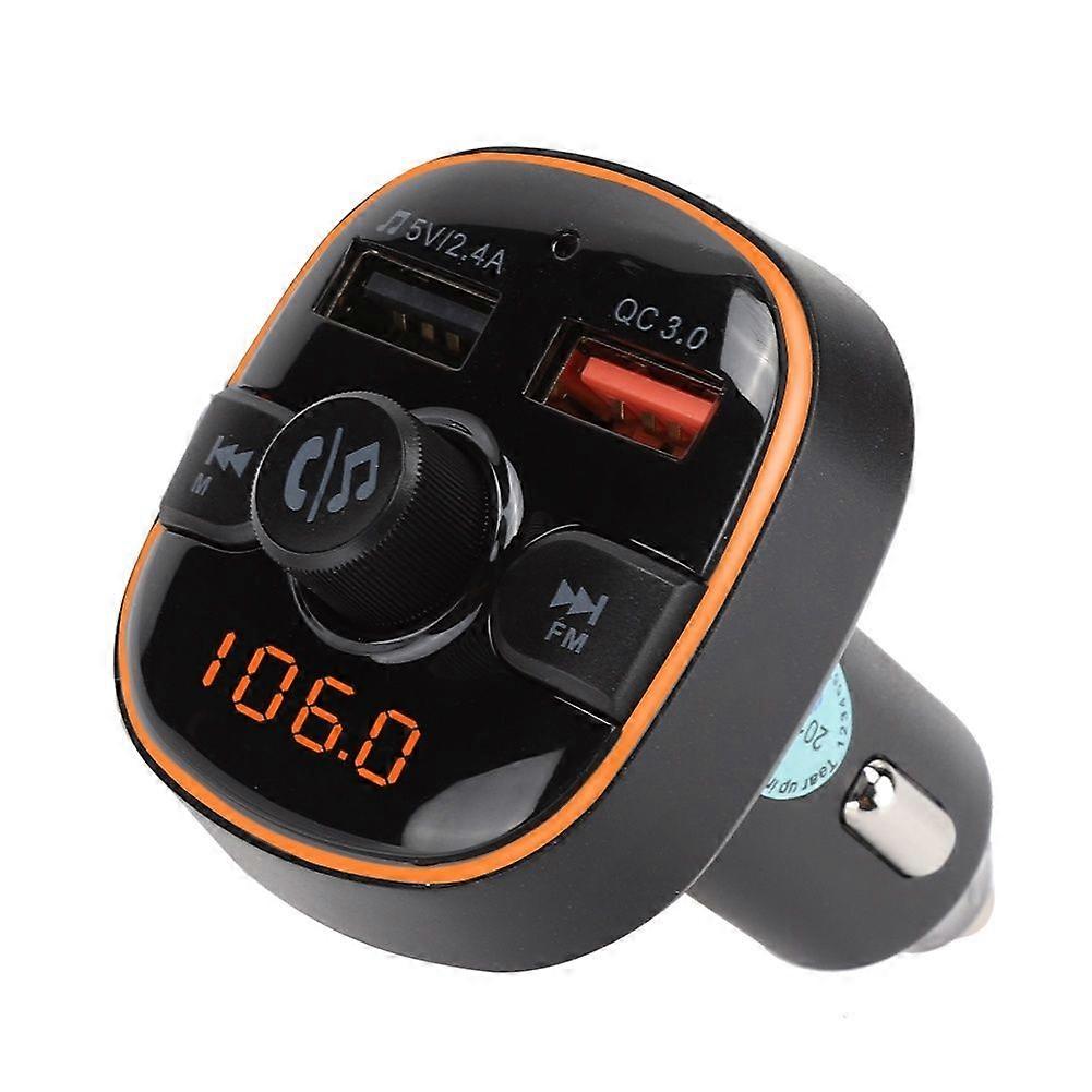 Hands free Bluetooth 5.0 Car Music MP3 Player Kit Audio FM Transmitter Modulator(Black)