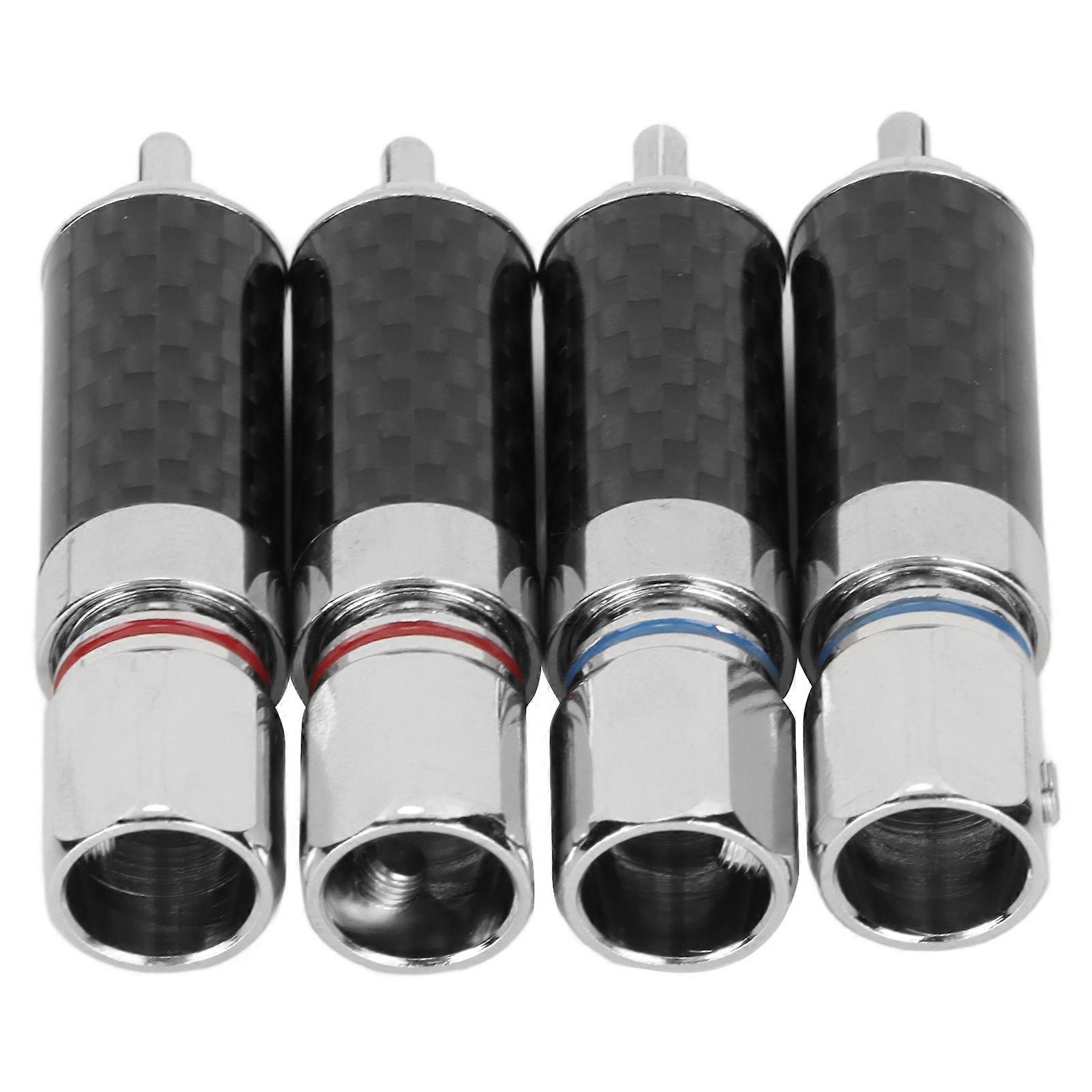 4pcs Brass Chrome RCA Connectors Black Blue Red 10mm Wire