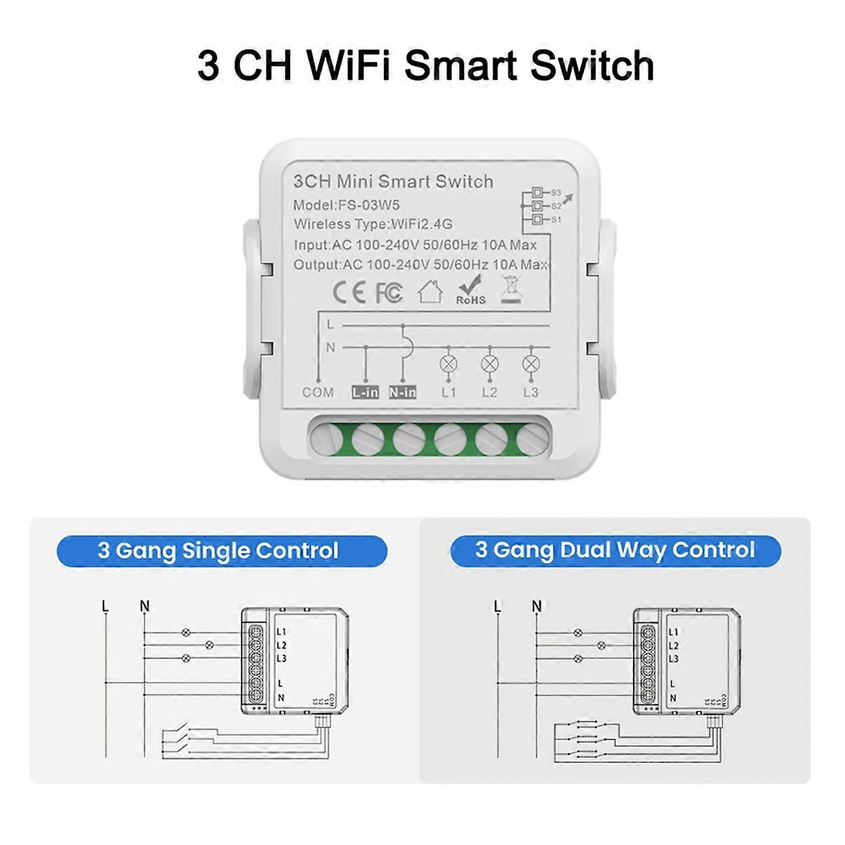 Tuya Smart Wifi Switch Smart Home DIY Breaker 2 Gang Supports 2 Way Control Voice Works,for 