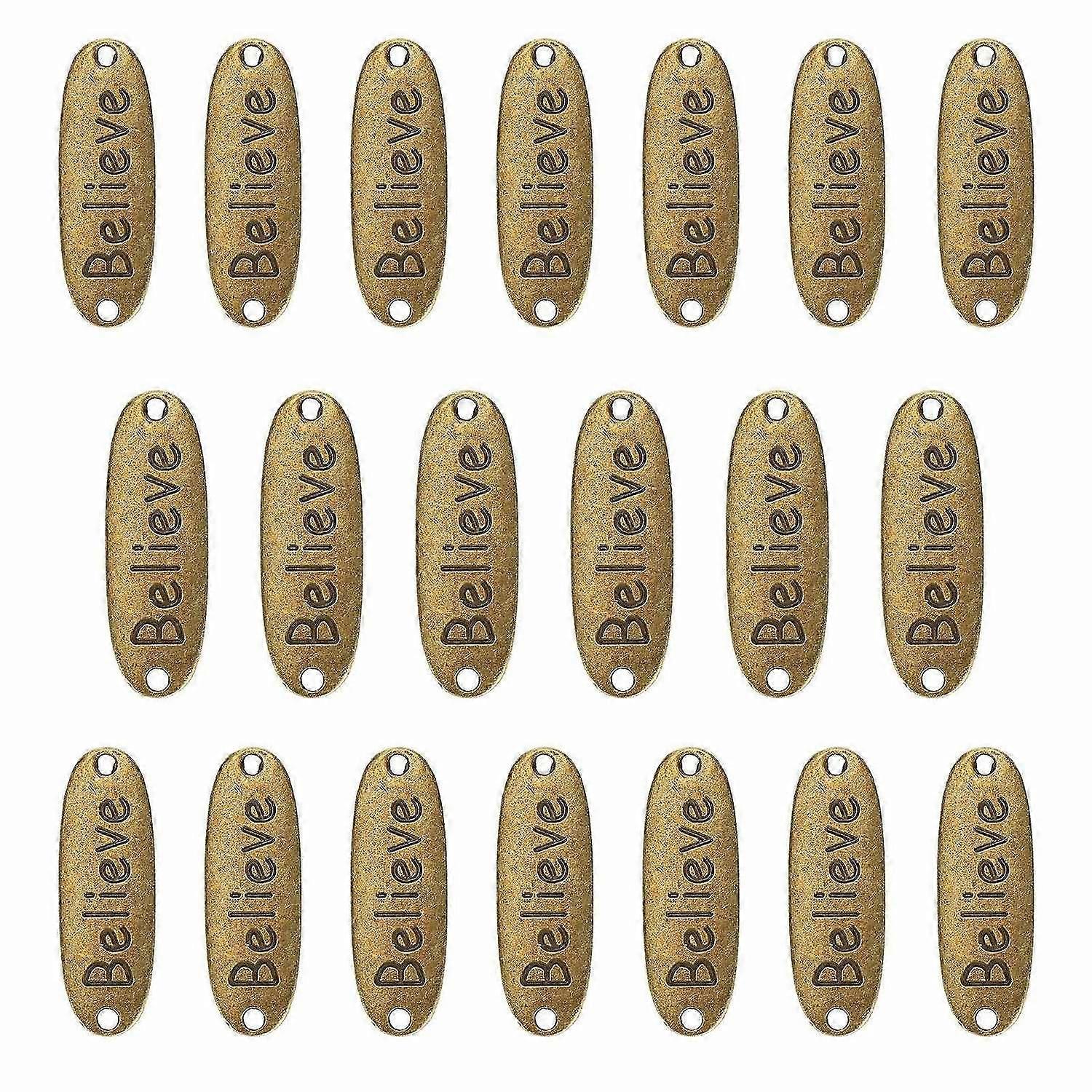 2025 أحدث طراز 20 قطعة من سبائك قلادة برونزية ريترو نمط رسالة مزدوج الثقب