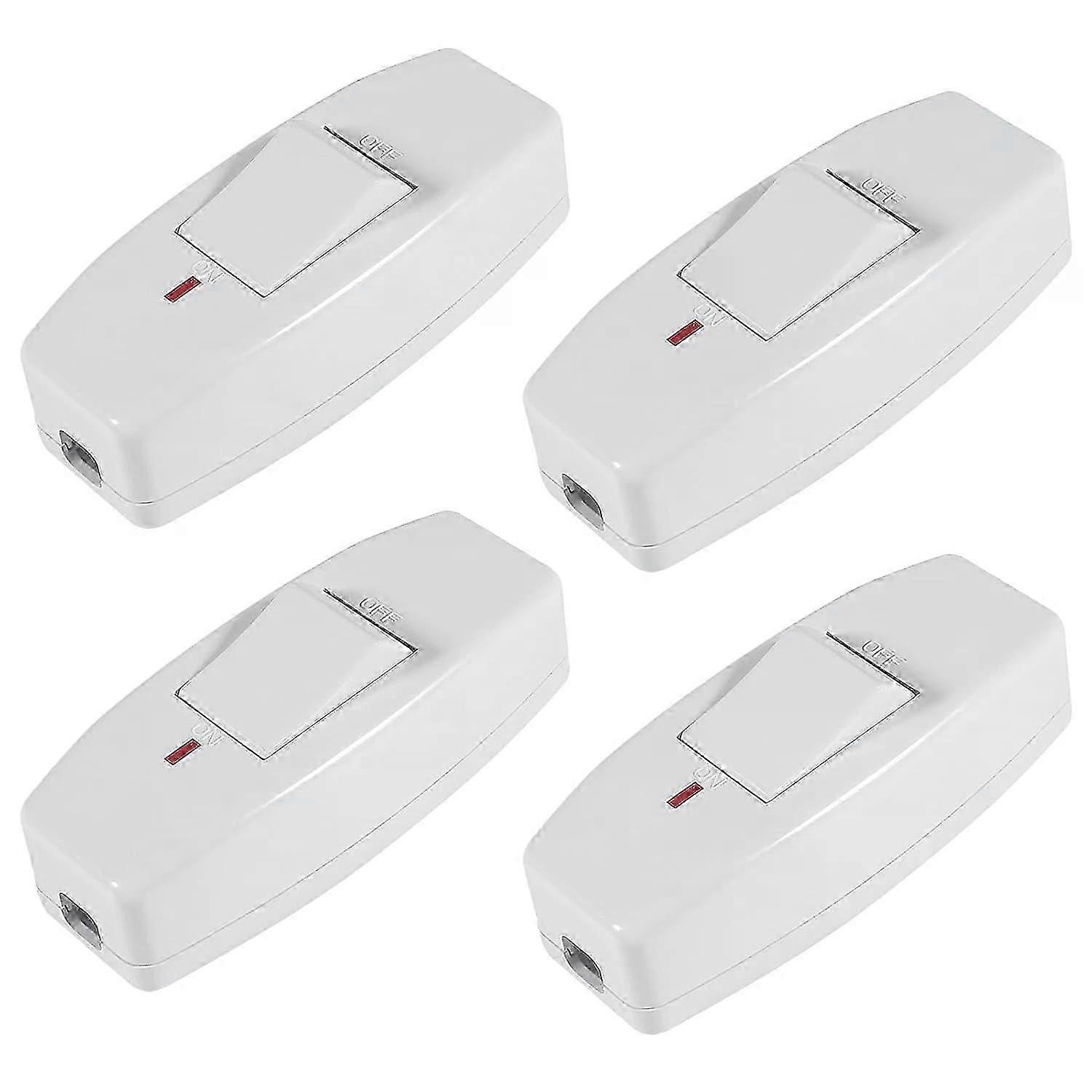 Inline Cord Switch, 4Pcs AC 250V 6A On-Off DPST Feed-Through Rocker Switch