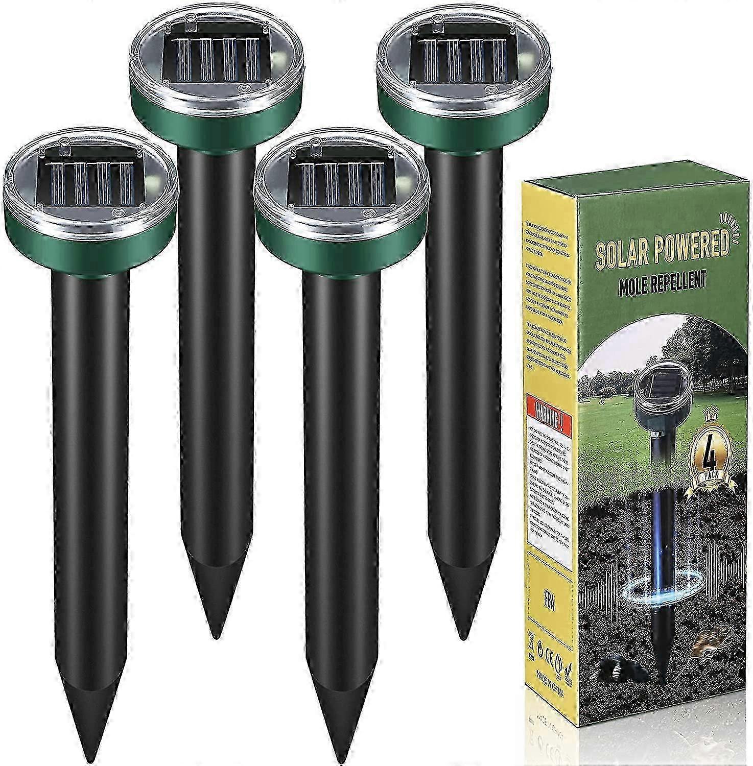 NIKAND Gopher Repellent Ultrasonic Solar Powered - Mole Repellent Stakes Outdoor Pet Safe - Groundhog Repeller Snake Rodent Gopher Spikes Chaser - Son