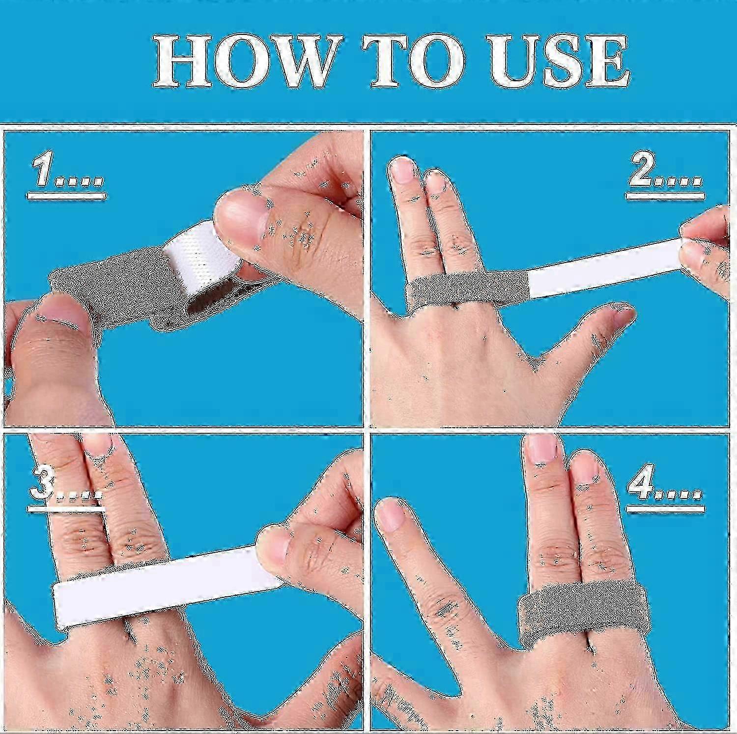 10-Pack Buddy Tape Finger Straps with Padded Hook & Loop - Washable, Reusable Support for Injured Fingers (14cm)