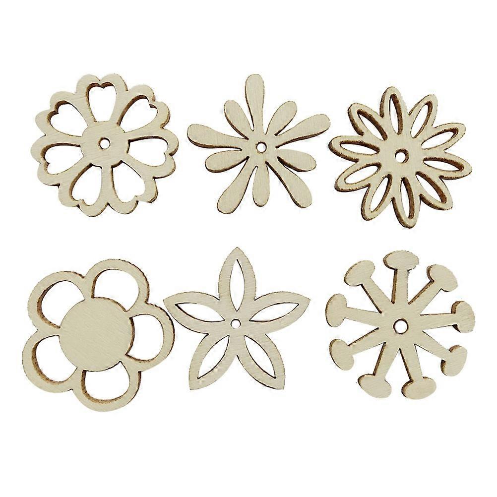 Wooden Pieces Flower Patterns for DIY Handmade Crafts 50Pcs Assorted Cutouts