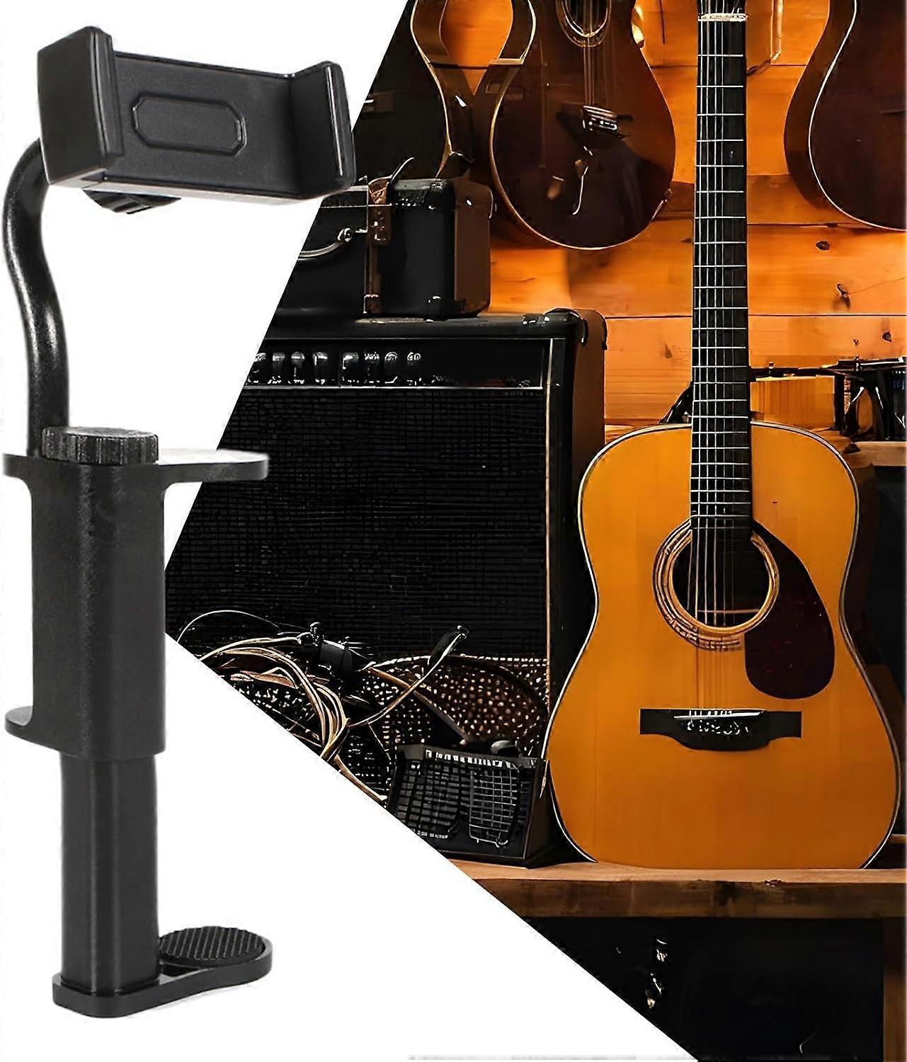 Guitar Phone Holder Adjustable Mounting Bracket Smartphone Clamp Attachment Rotary Grip Secure Lock Hands Recording