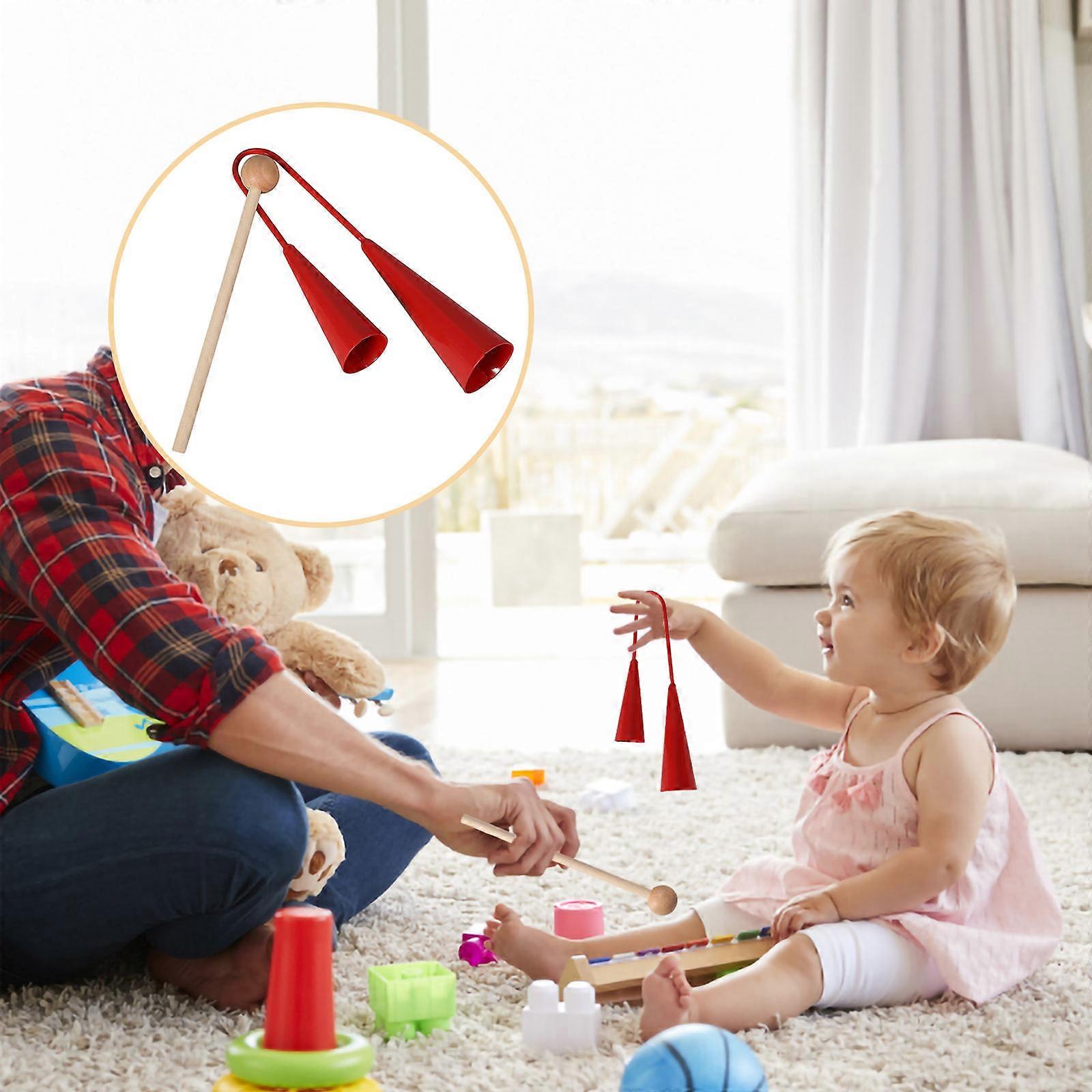 Kids Musical Instruments 2Pcs Agogo Bell Two Tone Steel Traditional Percussion