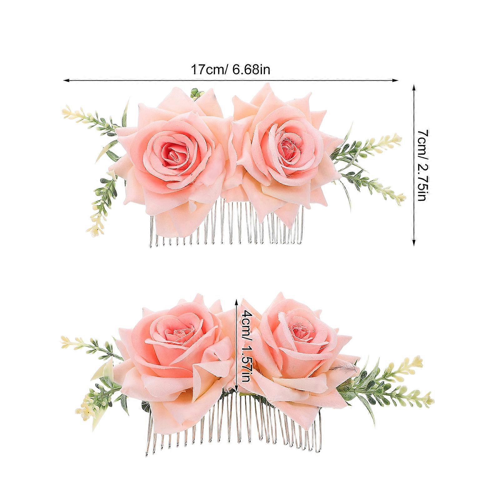 Floral Hair Accessories Pink Artificial Flower Hair Side Comb For Women Perfect For Weddings And Stage Performances 1 Pcs