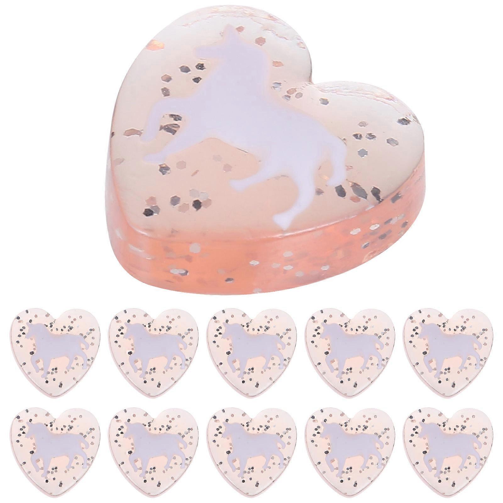 DIY Unicorn Resin Heart Charms for Manicure Use Flatback 10Pcs