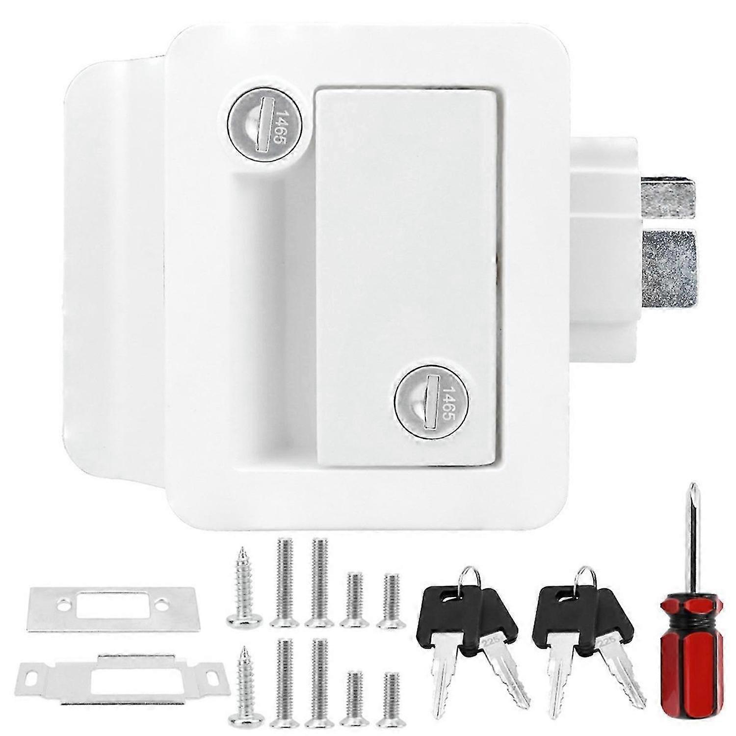 RV Entry Door Lock,Travel Trailer Door Latch,RV Lock Replacement Kit with Deadbolt Keys,for Horse Tr