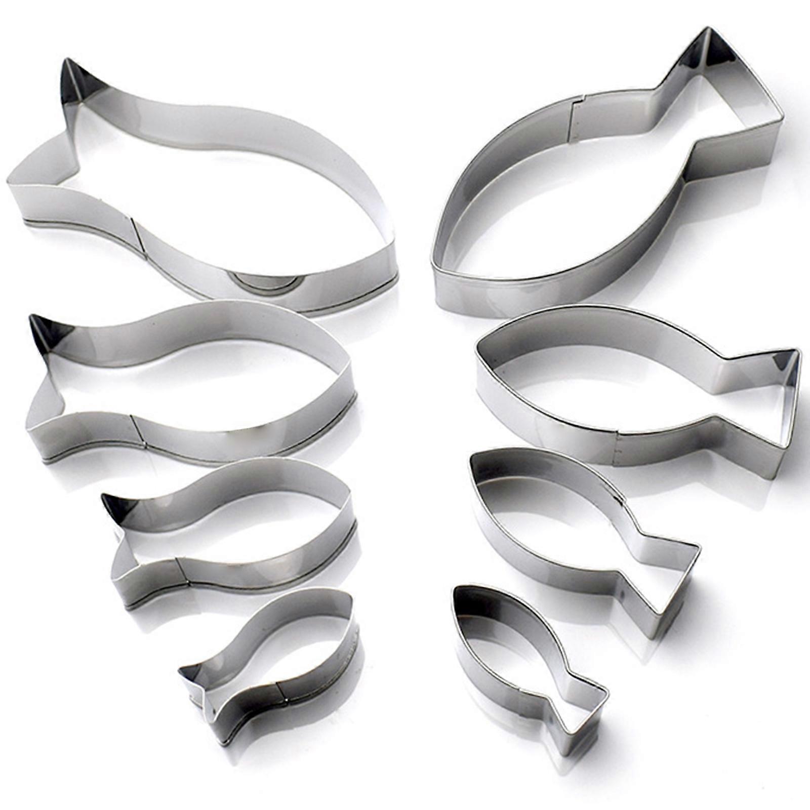 Pack Of 8 Nonrust Metal Fish Cookie Cutters For Baking Cookie Cake Decorating And Pastry Making Multicolor
