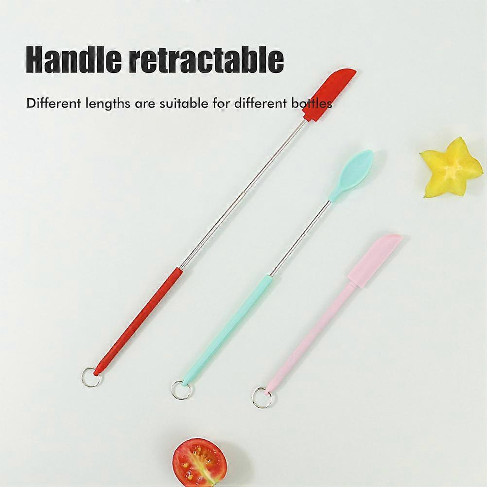 2Pcs Mini Silicone Spatula Set Retractable Jar Scraper 24.7cm