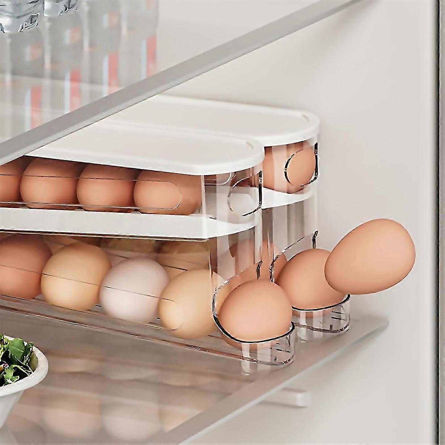 For 2 Pcs Egg Holder For Fridge Automatic Rolling Egg Dispenser