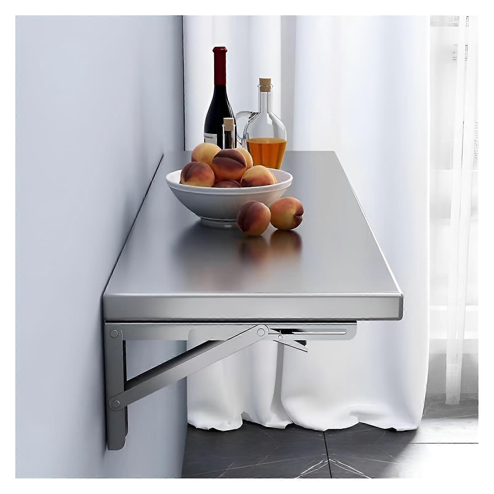 Stainless Steel 304 WallMounted Folding Table 60x40cm, SpaceSaving Wall Desk, Compact Dining Table