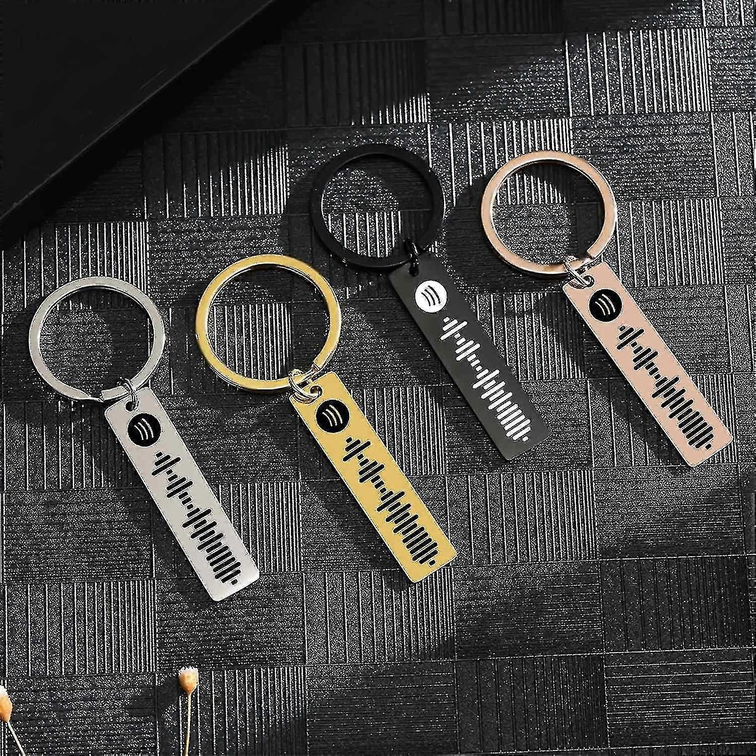 Stainless Steel Key Chain Couple Music Gift Keychain Spotify Code Keychains