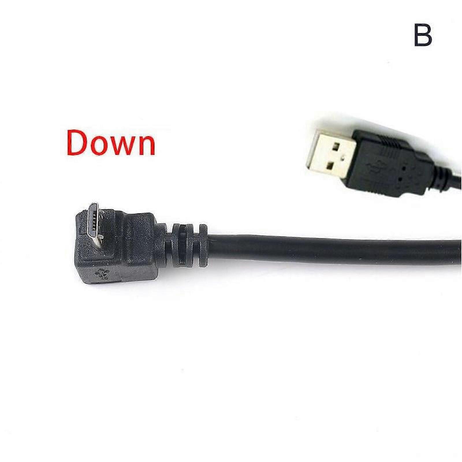 Black Angled 90 degree 29cm Micro USB Male to USB Data Charging Cable - 2022 E8F1