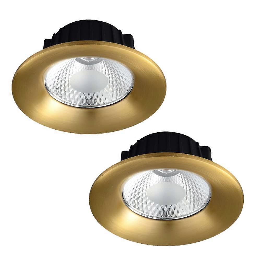 Canless Brushed Brass LED Downlight Set of 2, 3in 4in 5in Retrofit Round Anti-Glare Ceiling Panel Light 3000K 4000K 6000K 12W