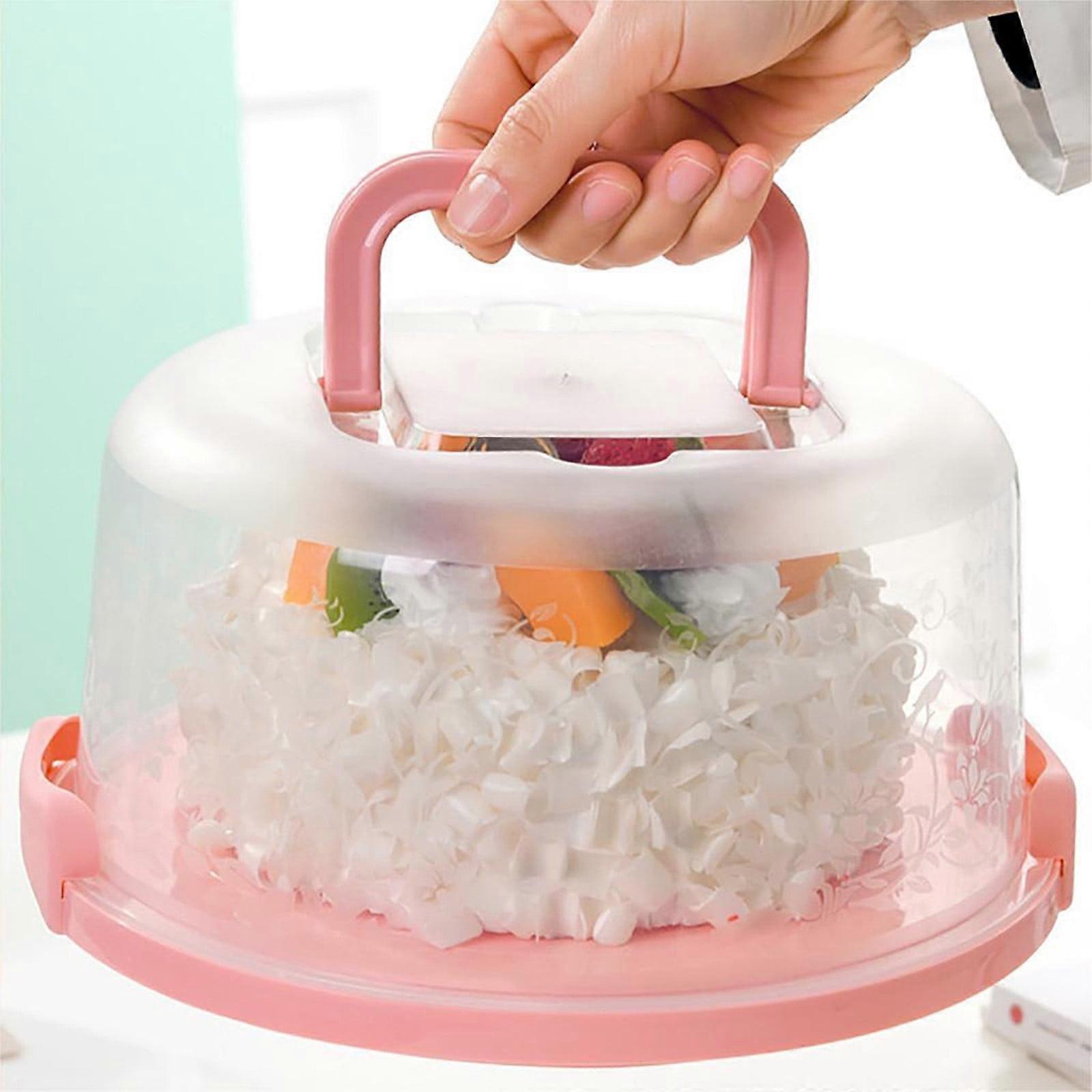 YOTQUSKI 11" Round Cake Carrier with Lid & Handles, 3-in-1 Cake Keeper, Cupcake & Devil Eggs Holder, Dishwasher Safe