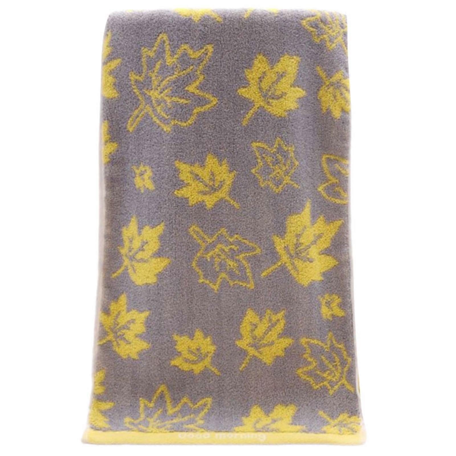 Breathable Cotton Bath Towel Gentle On Skin Compacts Size Colored Leaf Pattern Hand Towel For Travel Gym Home Use  Yellow