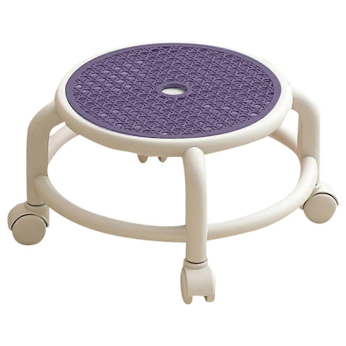 Swivel Rolling Stool Round Low Small Grey Universal Wheel Kids Adult Strong Capacity Practical Storage A