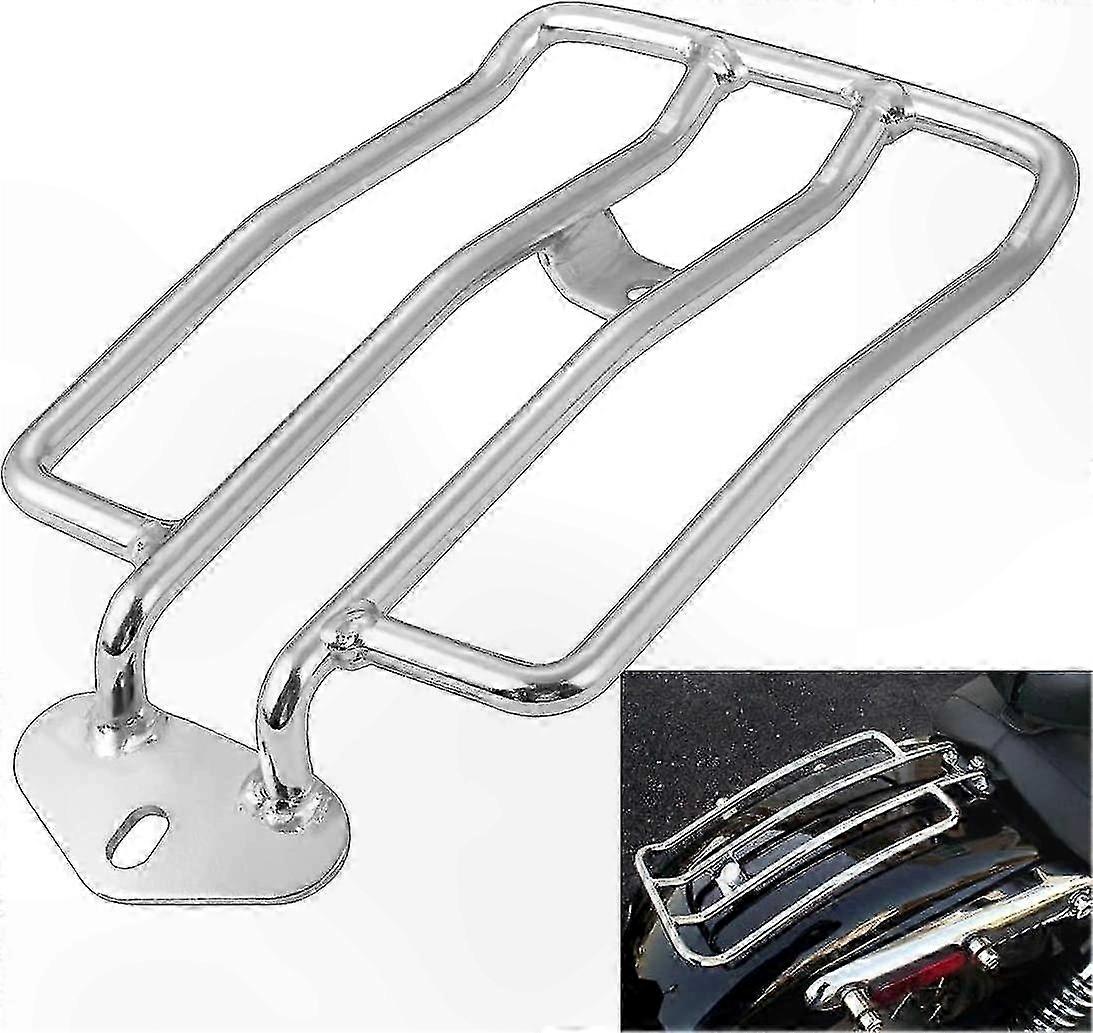 Rear Luggage Rack Frame for XL883/1200 Soft Tail Motorcycles - Single Seat Compatible Silver Support Structure