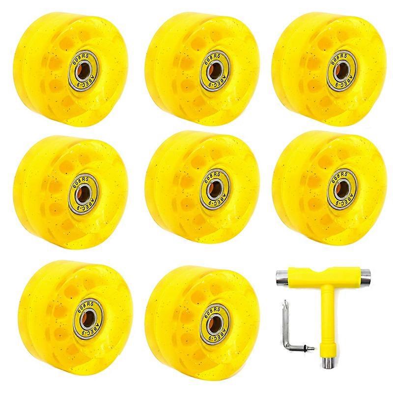 82A Roller Skate Wheels,with Multi-Function Skateboard Roller Yellow