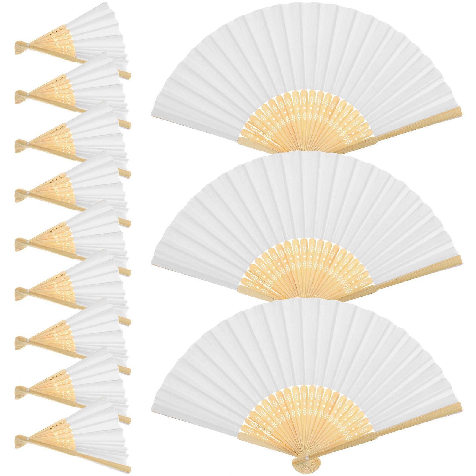 Chinese Hand Folding Fan for Performance 24Pcs White Portable Fan