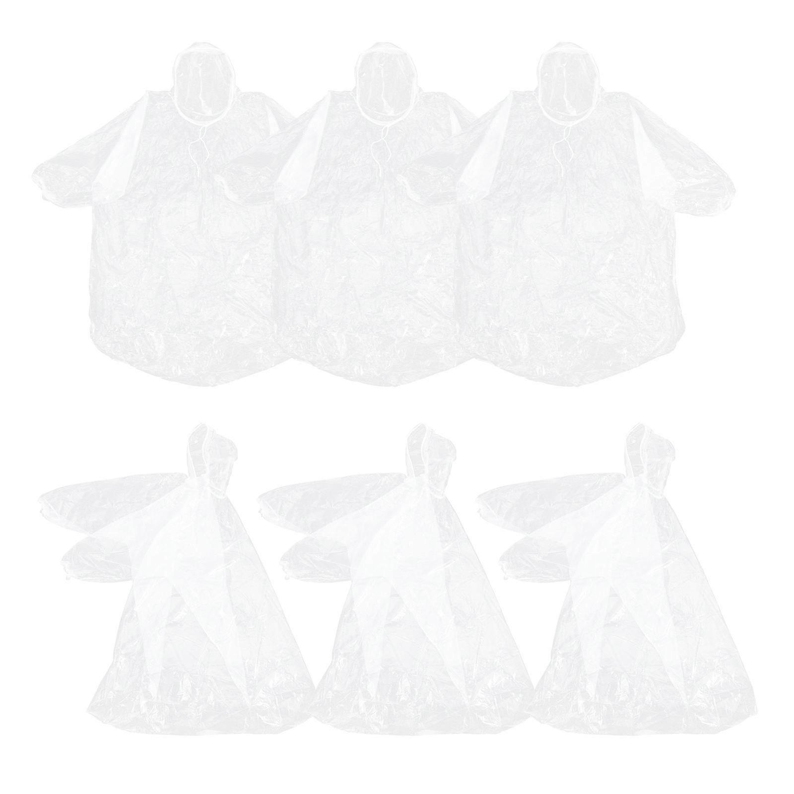Transparent Rain Coats 1 Set Disposable Rain Ponchos With Hood For Outdoor Events Excellent Waterproof Function 6Pcs
