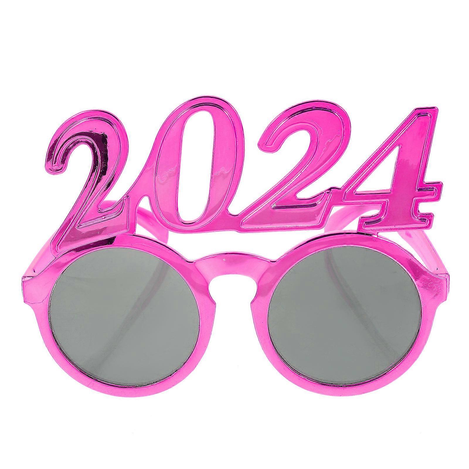 New Year Party Glasses Number Sign Decorative Eyewear Prop 14.5X13.5X11CM Fun Rosy 1Pack