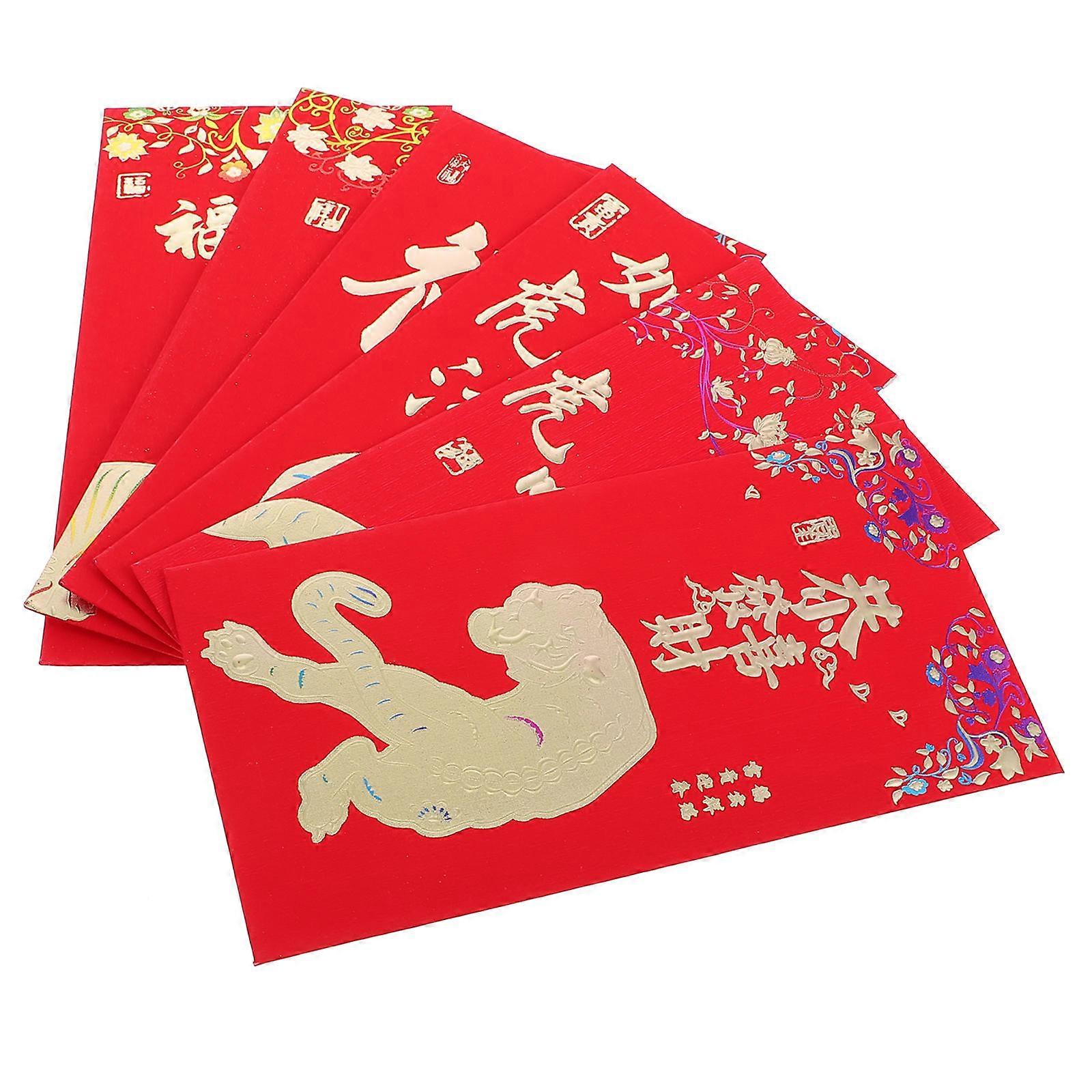 Tiger Year Red Envelopes for Money Storage Use 18Pcs Red Packets Paper Design
