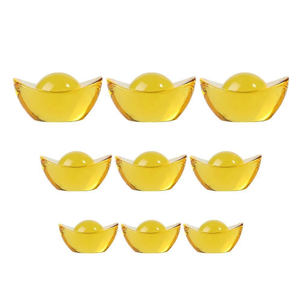 Golden Crystal Craft Ornaments for Home Fortune 9Pcs Set