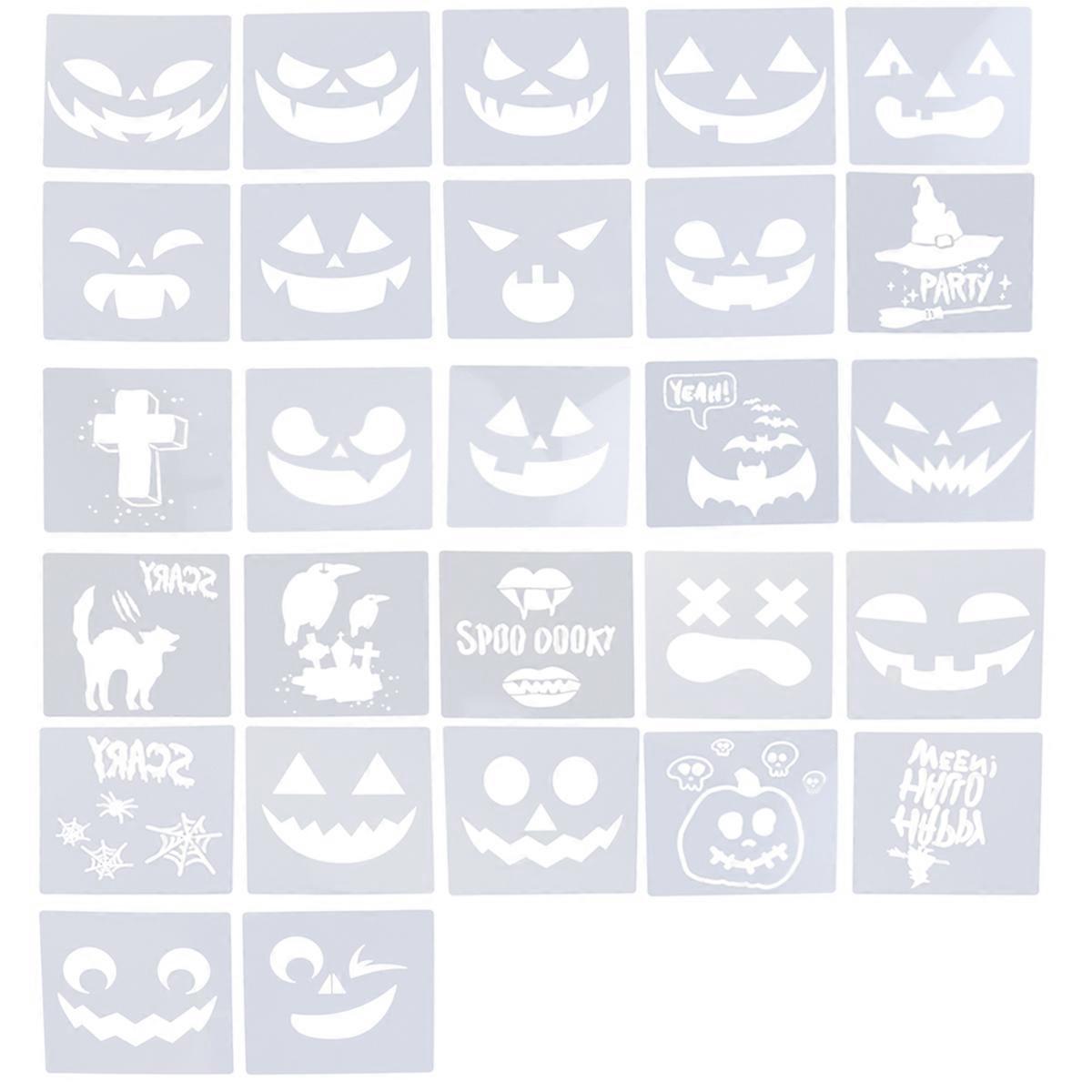 Halloween Painting Templates Pumpkin Expression Drawing Tools 54Pcs