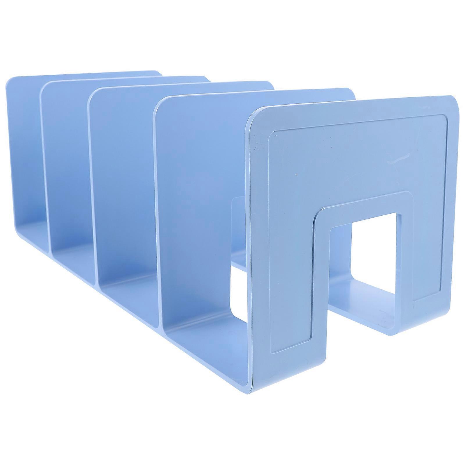 Document Storage 2Pcs Vertical Type Baffle Book Shelf Blue Acrylic Bookends Perfect For Holding Books And Files In Dormitories And Offices