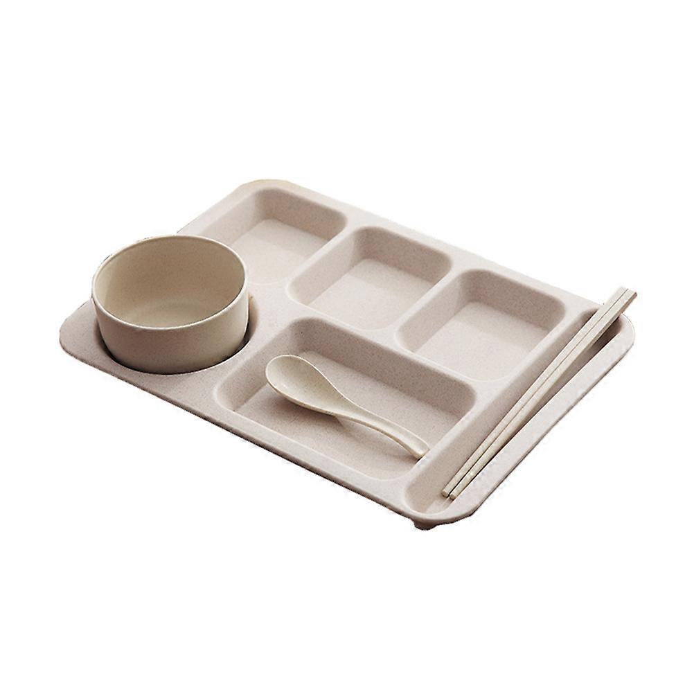 Straw Bowl and Plate Set Shatter-Resistant Separate Plates Mealtime Fun 36x26.5x3.5cm 1 Set