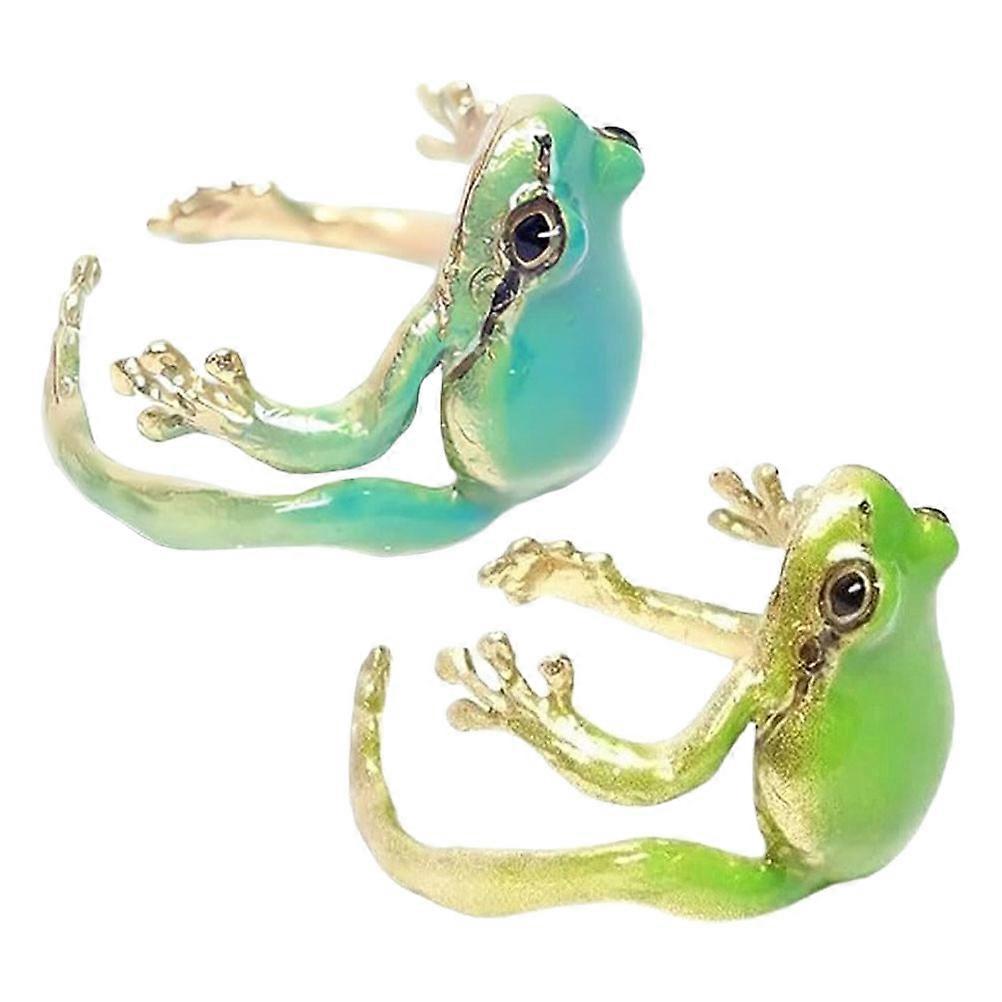 Cute Animal Themed Frog Rings For Couples Matching Jewelry Formal Event Assorted Color Versatile Style 10 Pcs