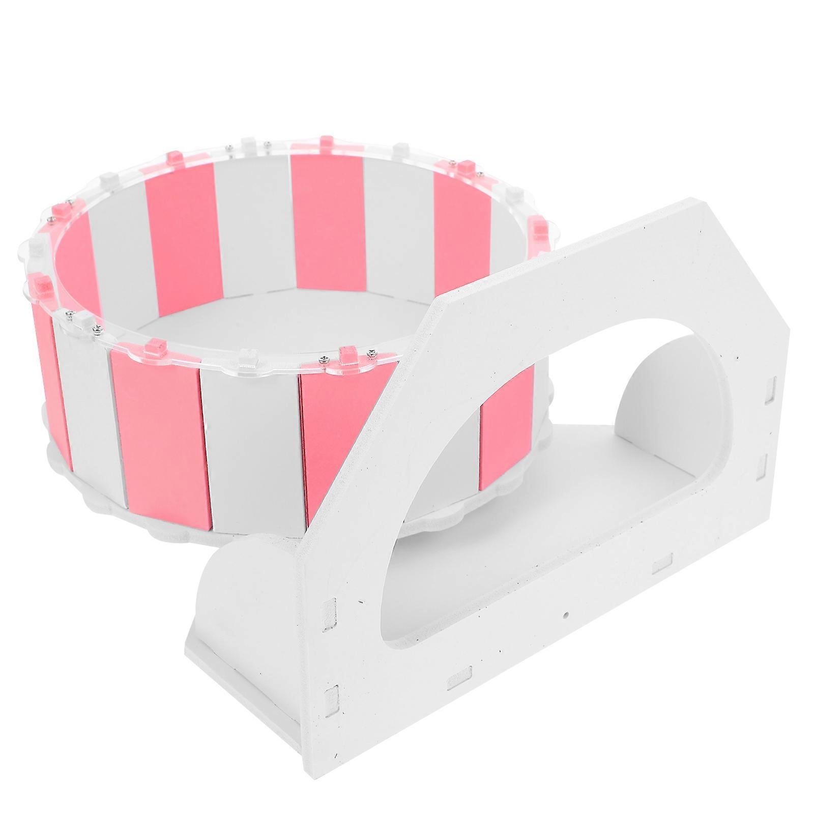 Small Pet Exercise Wheel Hamster Wheel for Activity 1Set Pink PVC