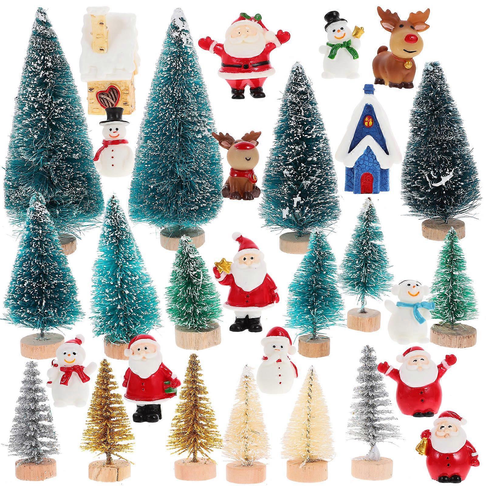 1 Set Cute Miniature Xmas Style Figurines Decoration for Desktop and Doll House with Assorted Color Material