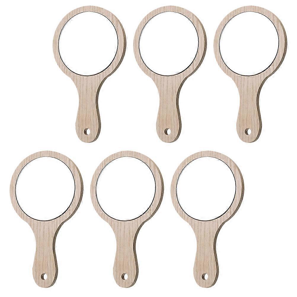 Portable Makeup Mirror with Handle for Makeup 12Pcs Wooden Handle Set