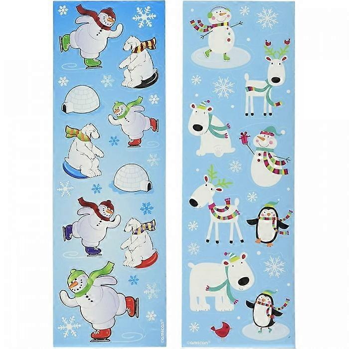 Amscan Joyful Snowman Christmas Sticker Sheet (Pack of 12)