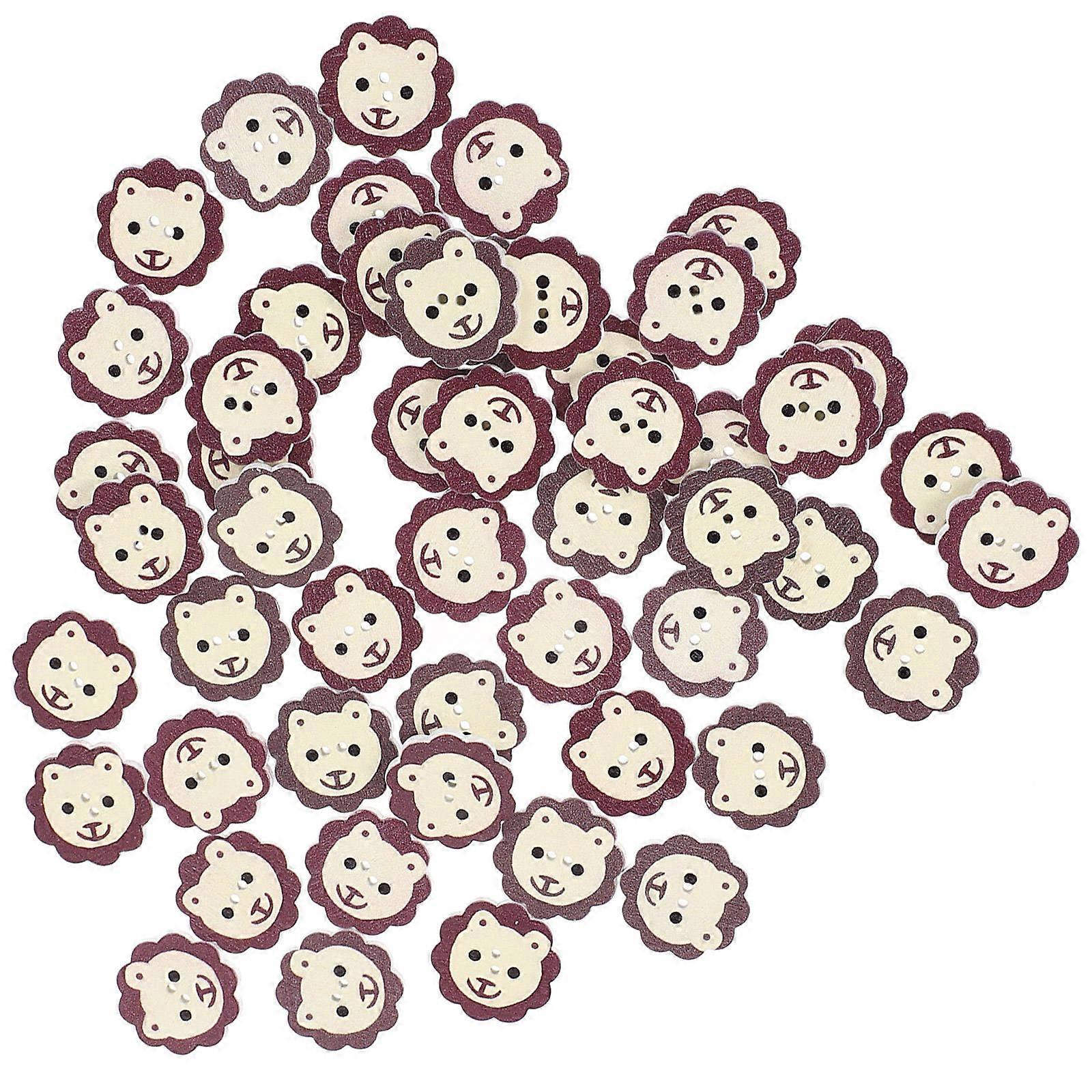 Wooden Lion Head Shaped Buttons for DIY Projects 200Pcs Crafts