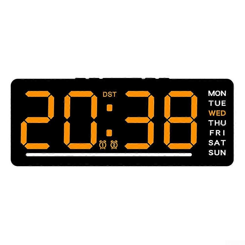 Digital Alarm Clock With Temperature Reading LED Screen Orange Desk Clock For Home Or Office