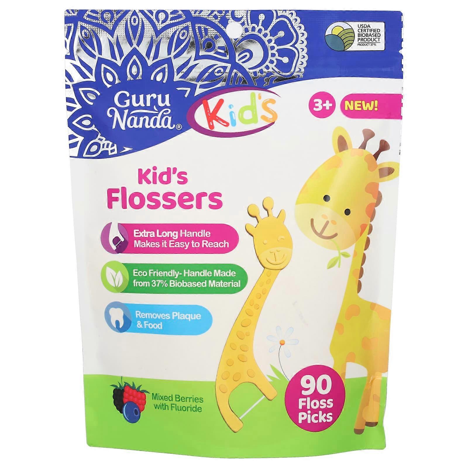 Kids, Kid's Flossers, Ages 3+, Mixed Berries With Flouride, 90 Floss Picks
