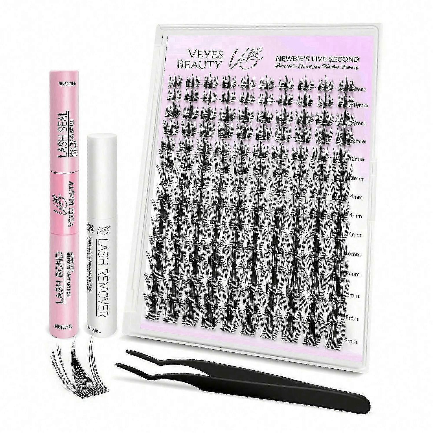 Veyesbeauty Manga Lash Clusters Dramatic Look Dynamic Volume Invisible Band Long-Lasting & Reusable 140 Clusters 8-18mm