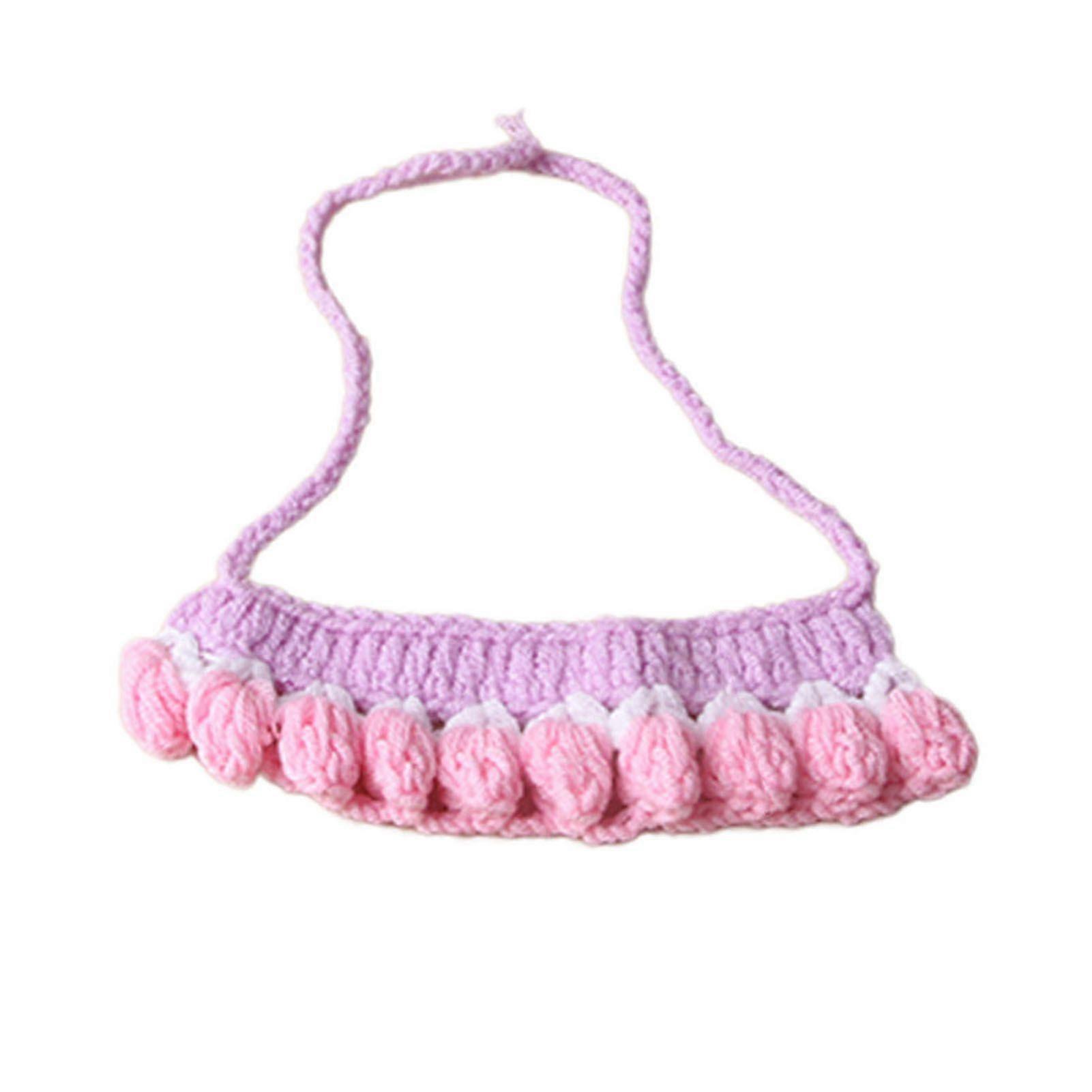 Knitted Pet Collar Tie Adjustable Handmade Small Animals Collar Strap for Chicken Duck Goose Parrot Rabbits
