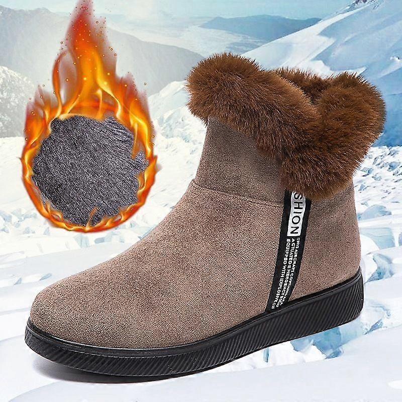 Snow Boots Fleece Lined Waterproof Slip Resistant Short Boots Plus Size Warm Shoes