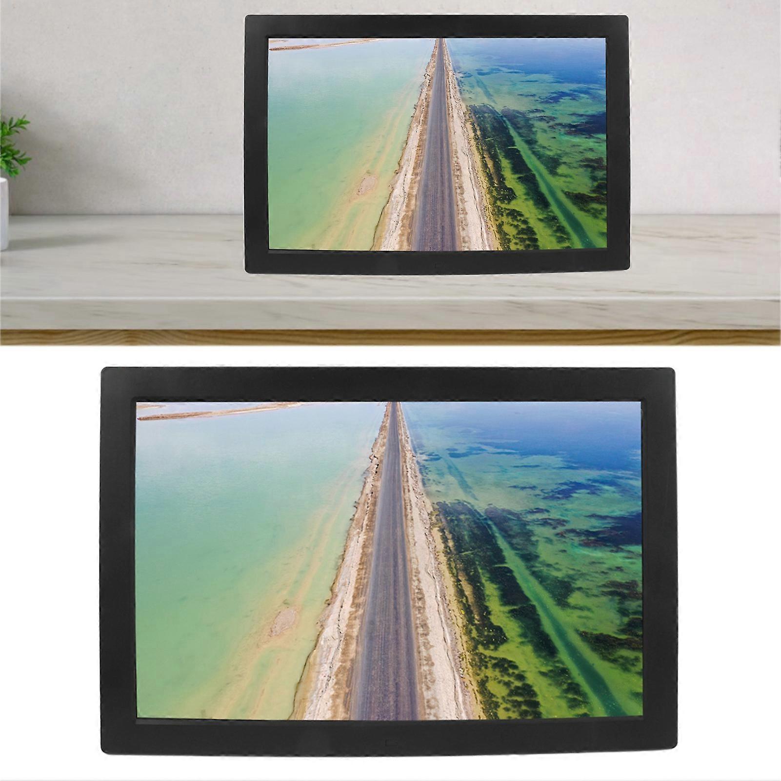 Digital Photo Frame 17in Remote Control 1080P Video Picture Play Music Clock Calendar 100‑240V for Home US Plug 