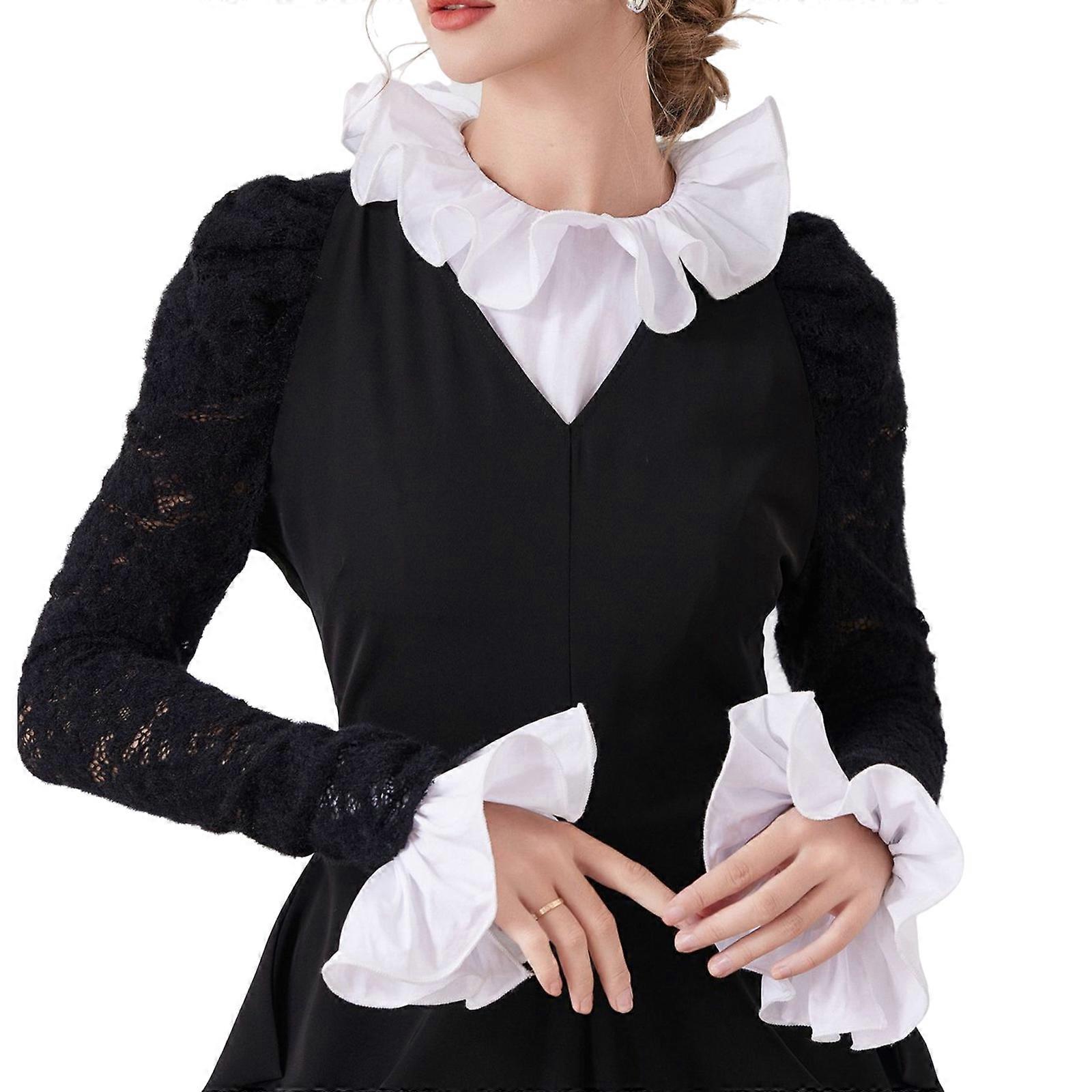 Multiuse False Collar With Matching Arm Cuffs Sleeves For Business Wear Elastic Armwear Neckpiece for Outfit Enhancer Multicolor