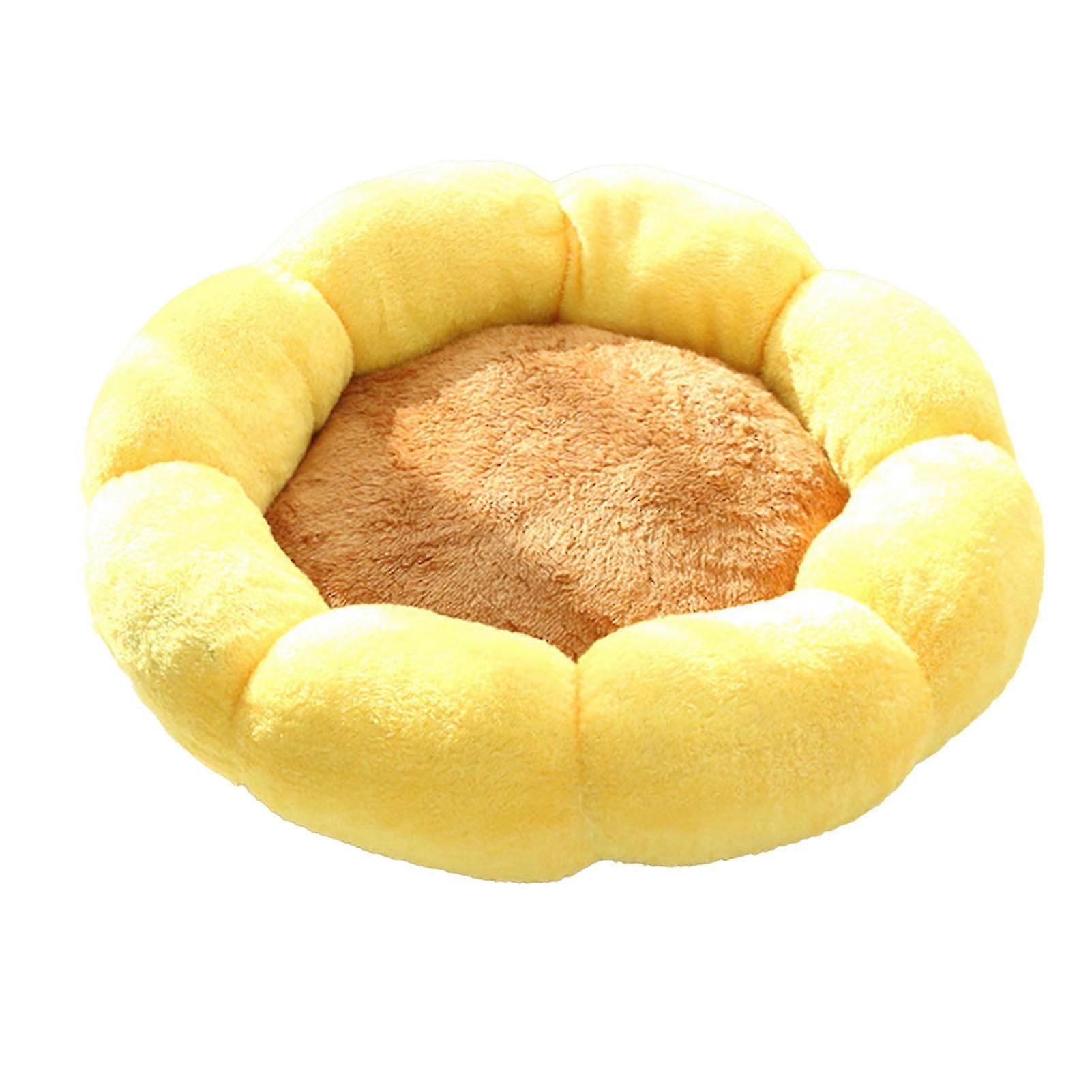 Cozy Round Dog Bed with Flower Design, Plush Soft 360 Support for Home