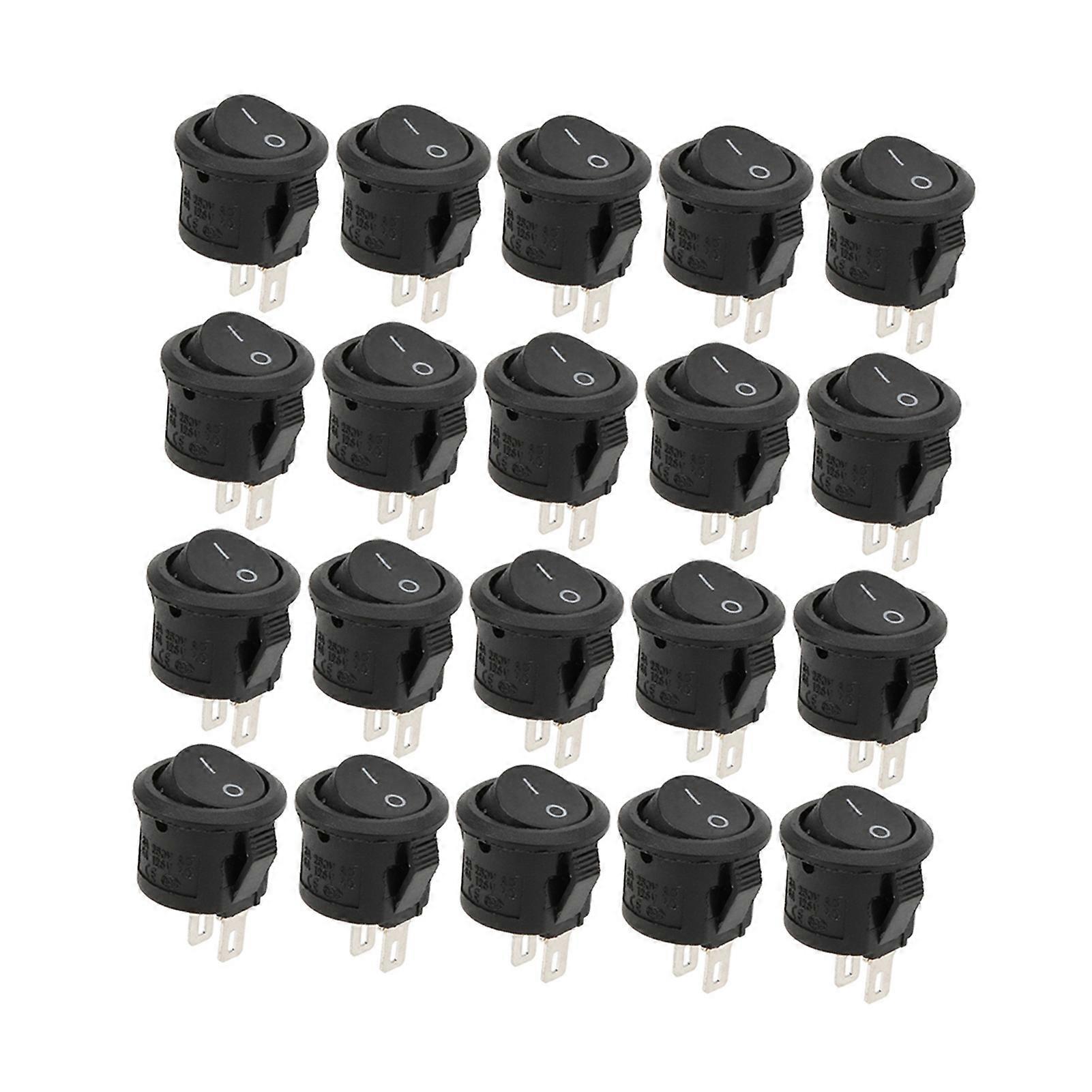 20Pcs Rocker Switch Power Switch Small Round 2 Pin 2 Position KCD11 Industrial Control Elements