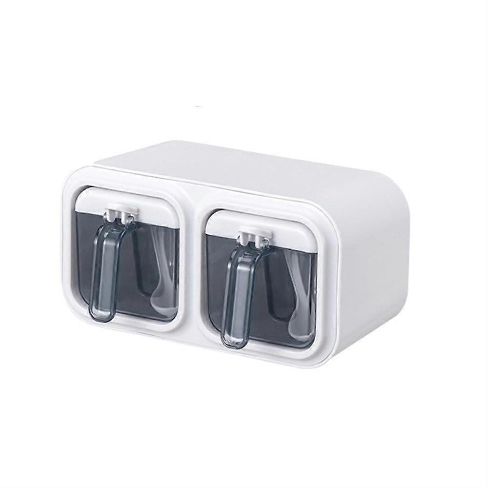 Kitchen Seasoning Box Wall Mounted Organizer Jars For Spices White 2Pack Condiment Storage