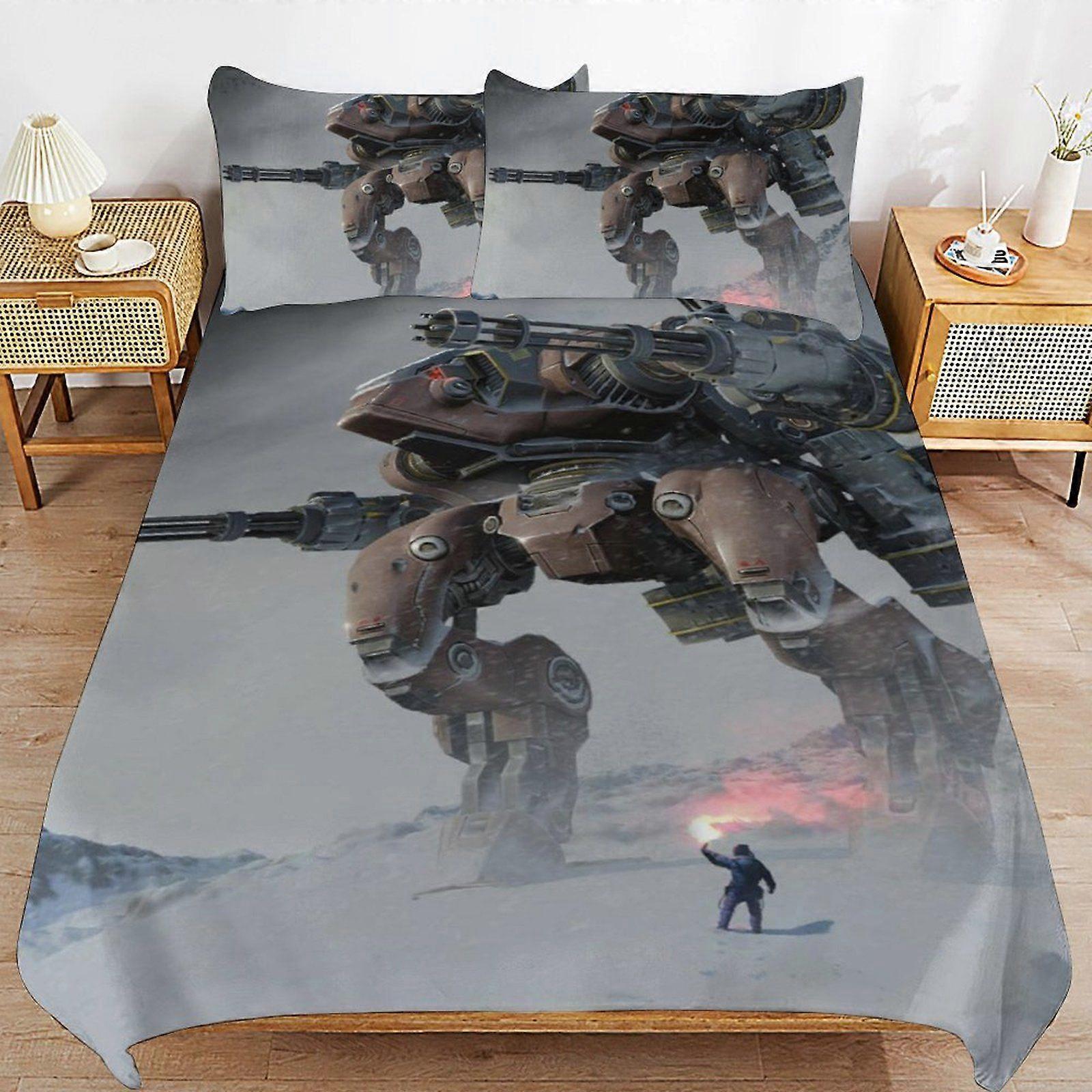 d195 War of the Robots Wash Safe Sleep Comfort Long Use Function Durable Threads Duvet Cover Sets Classic Look b195
